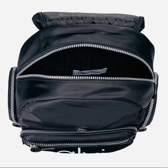 CALVIN KLEIN LOGO NYLON ATHLEISURE BACKPACK BLACK - Picture 3 of 8